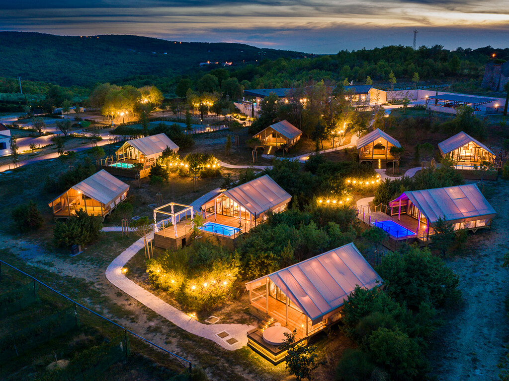 Aerial view of Floria Glamping Garden